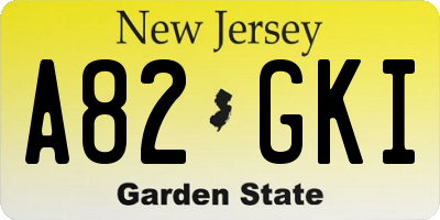 NJ license plate A82GKI