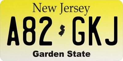 NJ license plate A82GKJ