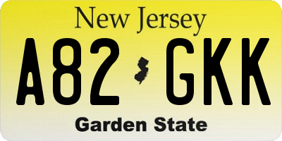 NJ license plate A82GKK