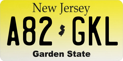 NJ license plate A82GKL