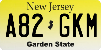 NJ license plate A82GKM