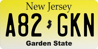 NJ license plate A82GKN