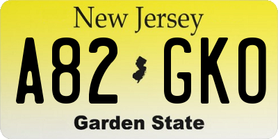NJ license plate A82GKO