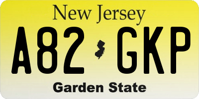 NJ license plate A82GKP