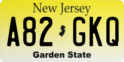 NJ license plate A82GKQ