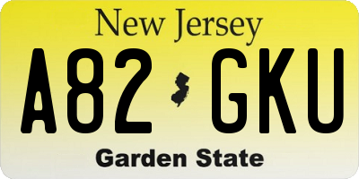 NJ license plate A82GKU