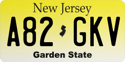 NJ license plate A82GKV