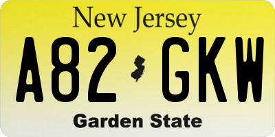 NJ license plate A82GKW