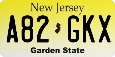 NJ license plate A82GKX