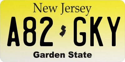 NJ license plate A82GKY