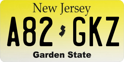 NJ license plate A82GKZ