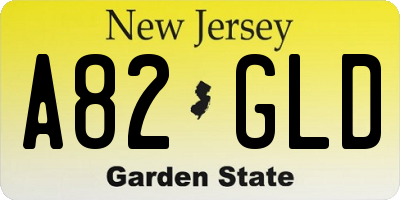NJ license plate A82GLD