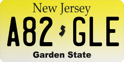 NJ license plate A82GLE