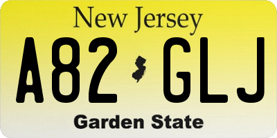 NJ license plate A82GLJ