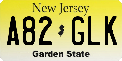 NJ license plate A82GLK