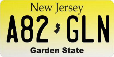 NJ license plate A82GLN