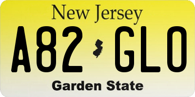 NJ license plate A82GLO