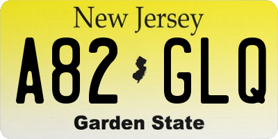 NJ license plate A82GLQ