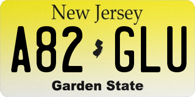 NJ license plate A82GLU