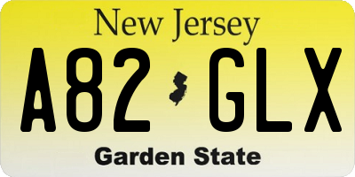 NJ license plate A82GLX