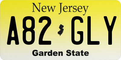 NJ license plate A82GLY