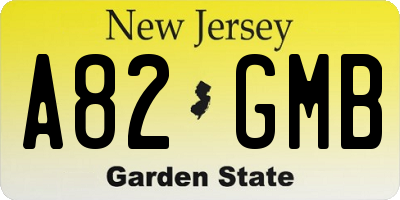 NJ license plate A82GMB