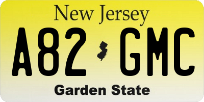 NJ license plate A82GMC