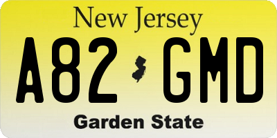 NJ license plate A82GMD