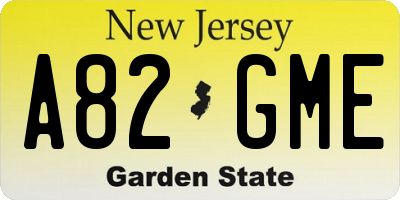 NJ license plate A82GME