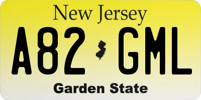 NJ license plate A82GML