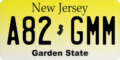 NJ license plate A82GMM