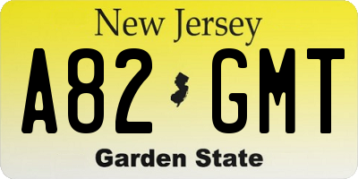 NJ license plate A82GMT