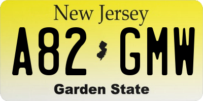 NJ license plate A82GMW