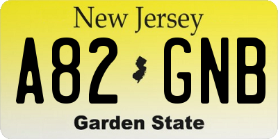 NJ license plate A82GNB