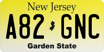 NJ license plate A82GNC