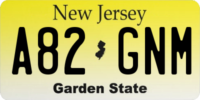 NJ license plate A82GNM