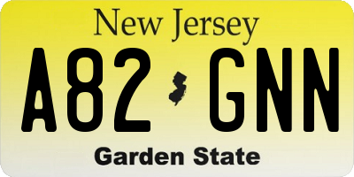 NJ license plate A82GNN