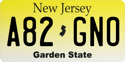 NJ license plate A82GNO