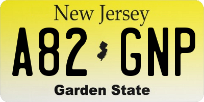 NJ license plate A82GNP