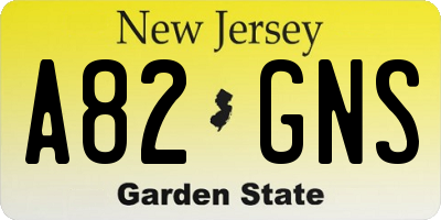 NJ license plate A82GNS