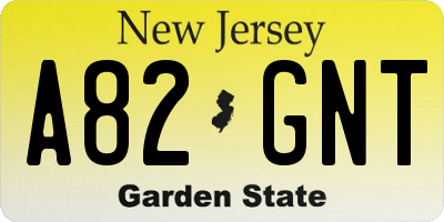 NJ license plate A82GNT