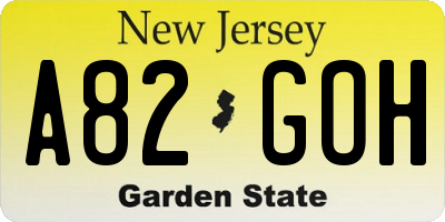 NJ license plate A82GOH