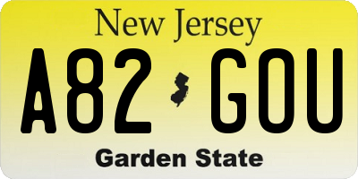 NJ license plate A82GOU