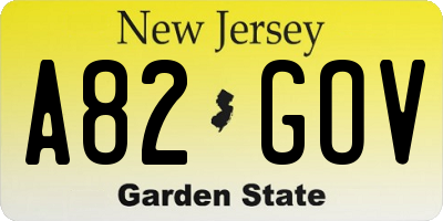 NJ license plate A82GOV
