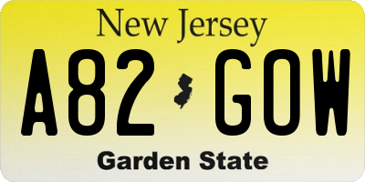 NJ license plate A82GOW