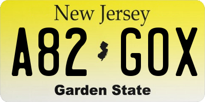 NJ license plate A82GOX