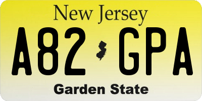 NJ license plate A82GPA