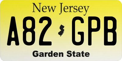 NJ license plate A82GPB