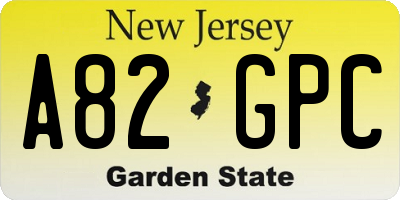 NJ license plate A82GPC