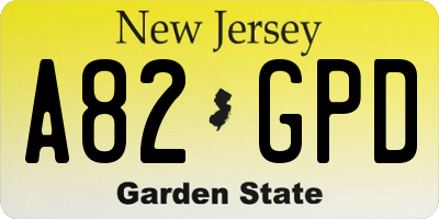NJ license plate A82GPD